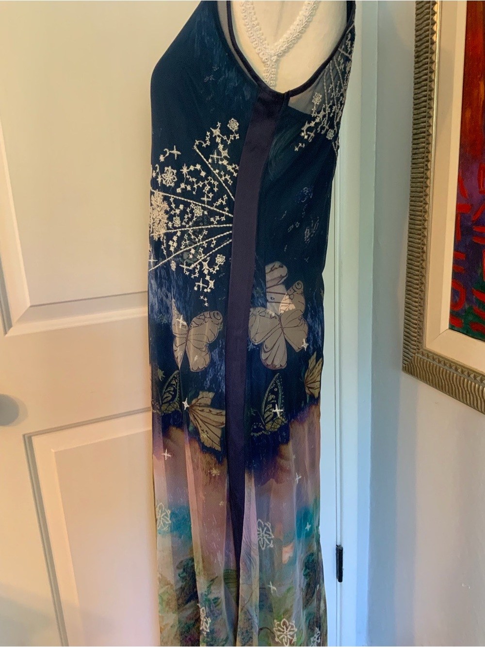 NWT Johnny Was Aurelius Mesh Embroidered Dress Over Printed Slip - Picture 10 of 14